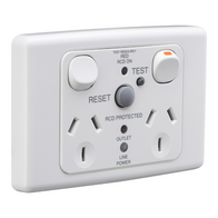 Medilec, Switched Socket, Twin 10A RCD 10mA - White Electric
