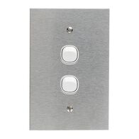 Metal Plate Series, Flush Switch, 2 Gang, 250VAC, 10A, Range, BSL Style, Standard, Vert - White Electric
