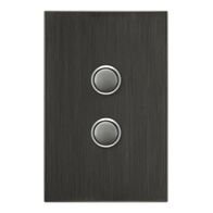 Saturn Series, push-button Switch LED, 2 Gang, 250V, 16AX/20A - Horizon Black