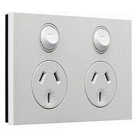 Saturn Zen, Double Power Point Cover, Horizontal Mount, 250V, 10A - Zen White