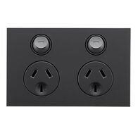 Saturn Zen, Double Power Point Cover, Horizontal Mount, 250V, 10A - Zen Black
