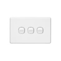 Classic C2000 Series, Flush Switch, 3 Gang, 250VAC, 10A, Standard, Horizontal - White Electric