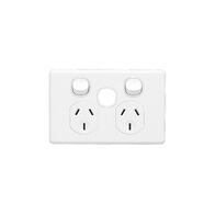 Classic C2000 Series, Switched Socket Outlet, Twin, 250V, 10A, Removable Extra Switch Aperture - Black