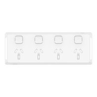 Pro Series, Quad Power Point Skin, Horizontal Mount, 250V, 10A, Clip-On - Extra Vivid White