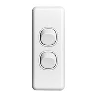Classic C2000 Series, Flush Switch, Architrave Size, 2 Gang, 250V, 10A - White Electric