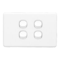 Classic C2000 Series, Flush Switch, 4 Gang, 250VAC, 10A, Standard, Horizontal - White Electric