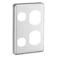 Classic C2000 Series, Socket Outlet Cover Plate, Vertical Mount, for Twin Vertical Switched Socket - Brushed Aluminium
