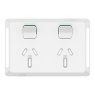 Pro Series, Twin Power Point Skin, Horizontal Mount, 250V, 15A, Clip-On - Extra Vivid White