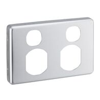 Classic C2000 Series, Socket Outlet Cover Plate, Horizontal Mount for Twin Switched Socket - Brushed Aluminium