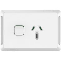 Pro Series, Single Power Point, Double Pole, Horizontal Mount, 250V, 15A - Extra Vivid White