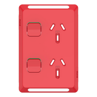 Pro Series, Twin Power Point Skin, Vertical Mount, 250V, 10A, Clip-On - Red