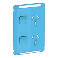Pro Series, Twin Power Point Skin, Vertical Mount, 250V, 10A, Clip-On - Dark Blue