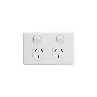 Classic C2000 Series, Switched Socket Outlet, Twin, 250V, 10A, 2 Pole - White Electric