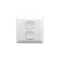 Prestige Series, Flush Switch, 2 Gang, 230/240V, 10A, Large Format, Vertical - White Electric