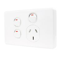 Classic C2000 Series, Switched Socket Outlet, Single, 250V, 10A, 2 Removable Extra Switch - White Electric