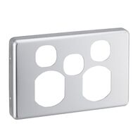 Classic C2000 Series, Socket Outlet Cover Plate, Horizontal Mount for Twin Switched Socket - Brushed Aluminium