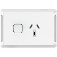 Pro Series, Single Power Point, Double Pole, Horizontal Mount, 250V, 10A - Extra Vivid White
