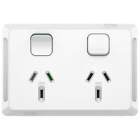 Pro Series, Twin Power Point, Double Pole, Horizontal Mount, 250V, 10A - Extra Vivid White