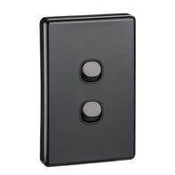 Classic C2000 Series, Flush Switch, 2 Gang, 250VAC, 10A, Standard, Vertical - Black
