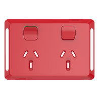Pro Series, Twin Power Point Skin, Horizontal Mount, 250V, 10A, Clip-On - Red