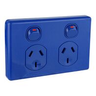 Classic C2000 Series, Switched Socket Outlet, Twin, 250V, 10A - Dark Blue
