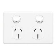 Classic C2000 Series, Switched Socket Outlet, Twin, 250V, 15A - White Electric