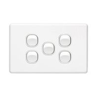 Classic C2000 Series, Flush Switch, 5 Gang, 250VAC, 10A, Standard, Horizontal - White Electric