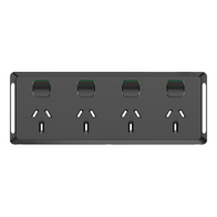 Pro Series, Quad Power Point Skin, Horizontal Mount, 250V, 10A, Clip-On - Black