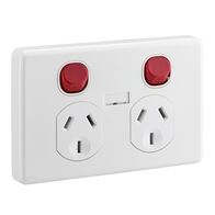 Classic C2000 Series, Switched Socket, Twin Circuit Identification Clasic W/Rdl - White Electric