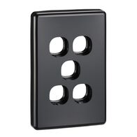 Classic C2000 Series, Switch Grid Plate and Cover, 5 Gang, Less Mechanism - Black