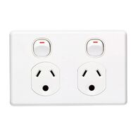 Classic C2000 Series, Switched Socket Outlet, Twin, 250V, 10A, Round Earth PIN for Lighting - Black