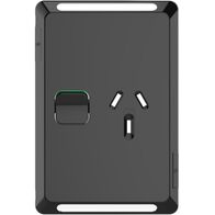 Pro Series, Single Power Point Skin, Vertical Mount, 250V, 10A, Clip-On - Black