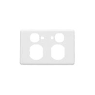 Classic C2000 Series, Socket Outlet Cover Plate, Horizontal Mount for Twin Switched Socket - White Electric