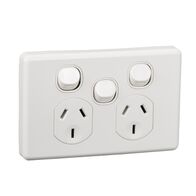 Classic C2000 Series, Switched Socket Outlet, Twin 250V 10A Removable Extra Switch Safety Shutter - White Electric