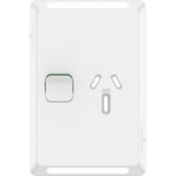 Pro Series, Single Power Point Skin, Vertical Mount, 250V, 15AClip-On - Extra Vivid White