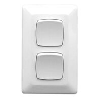 Prestige Series, Flush Switch, 2 Gang, 230/240V, 10A, Standard, Vertical - White Electric