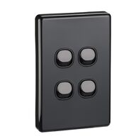 Classic C2000 Series, Flush Switch, 4 Gang, 250VAC, 10A, Standard, Vertical - Black