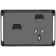 Pro Series, Single Power Point Skin, Horizontal Mount, 1ExBlank, 10A, 250V, Clip-On - Black