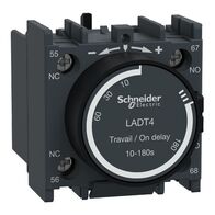 TeSys D, Time delay Auxiliary Contact Block, TeSys Deca, 1NO + 1NC, on delay 10-180s, front, screw clamp terminals