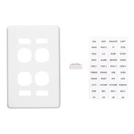 Classic C2000 Series, Switch Plate Cover, Metal Finish, 4 Gang, Vertical Mount, with ID Window - Brushed Aluminium