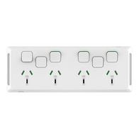 Pro Series, Quad Power Point with 2 extra switches, Horizontal Mount, 250V, 10A, Less Mechanisms - Extra Vivid White