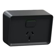 Clipsal Iconic Outdoor, Single Switched Socket Outlet, Horizontal, 10A, 250V - Black