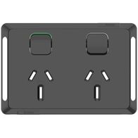 Pro Series, Twin Power Point Skin, Horizontal Mount, 250V, 15A, Clip-On - Black
