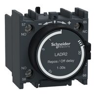 TeSys D, Time delay Auxiliary Contact Block, TeSys Deca, 1NO + 1NC, off delay 1-30s, front, screw clamp terminals