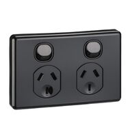 Classic C2000 Series, Switched Socket Outlet, Twin, 250V, 10A - Black