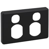 Classic C2000 Series, Socket Outlet Cover Plate, Horizontal Mount for Twin Switched Socket - Black