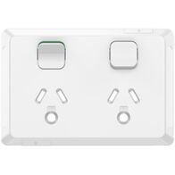 Pro Series, Twin Power Point Skin, Horizontal Mount, Round Earth, 250V, 10A, Clip-On - Extra Vivid White