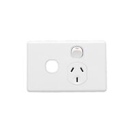 Classic C2000 Series, Switched Socket Outlet, Single, 250V, 10A, Removable Extra Switch Aperture - White Electric