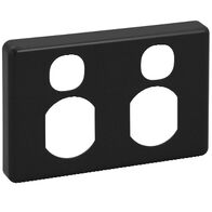 Classic C2000 Series, Socket Outlet Cover Plate, Horizontal Mount, for Twin Switched Socket - Black