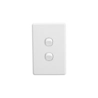 Classic C2000 Series, Flush Switch, 2 Gang, 250VAC, 10A, Standard, Vertical - White Electric